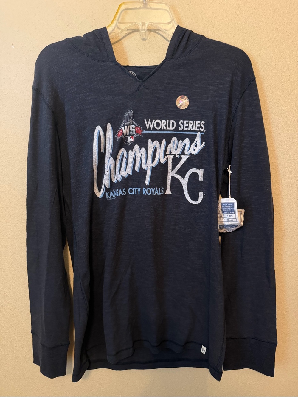 47 Brand Kansas City Royals 2015 World Series Champions Hoodie Shirt Womens L